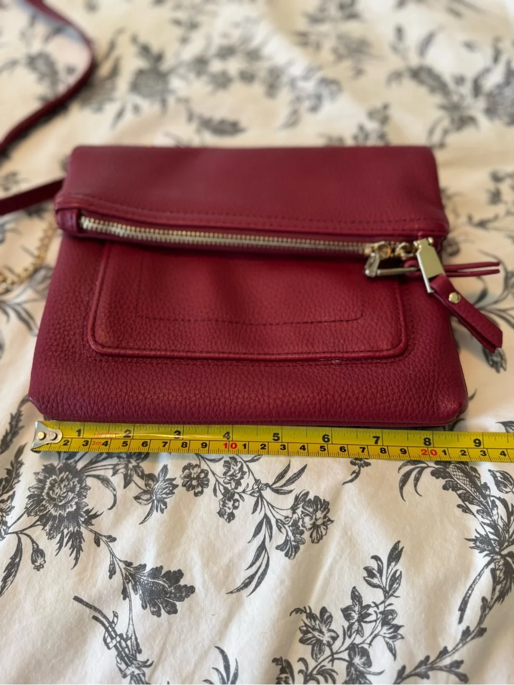 Miztique Wine Red Leather Crossbody with Gold Chain